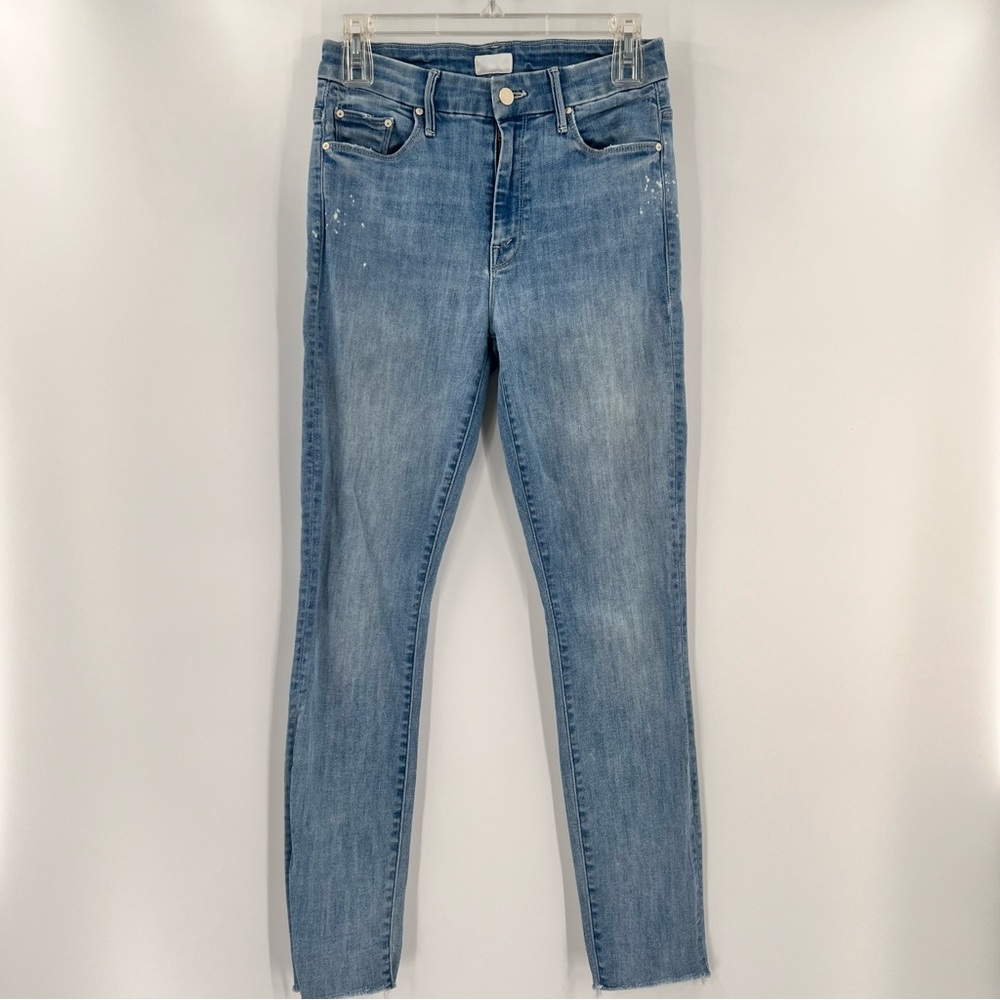Mother Looker Ankle Fray Jeans Twenty Eight And A Half Wishes Bleached Size 27
